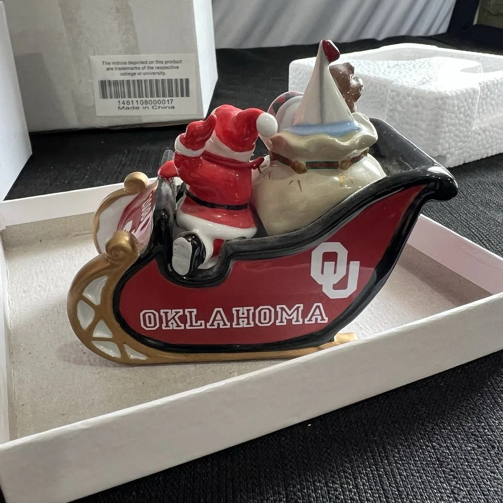 Oklahoma Sooners 2008 Christmas Sleigh Santa Figurine College‎ Football